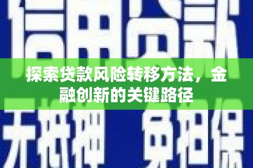 白水探索贷款风险转移方法，金融创新的关键路径