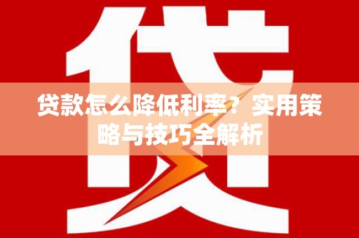 白水贷款怎么降低利率？实用策略与技巧全解析